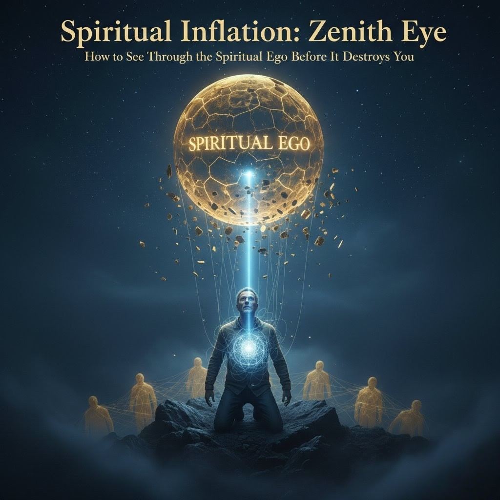 Man kneeling under spiritual ego sphere