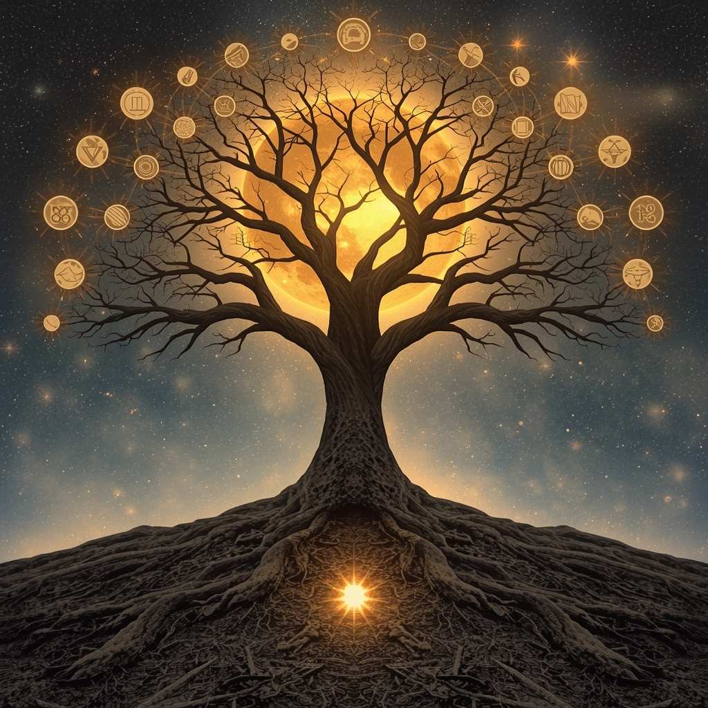 Kabbalistic Tree of Life diagram with ten sephirot and twenty-two paths
