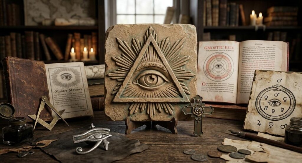 A split composition showing the paranoid interpretation of surveillance versus the esoteric interpretation of self-awakening