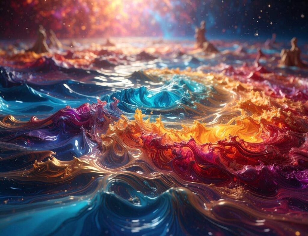 A luminous golden etheric body radiating vital force against a deep cosmic landscape