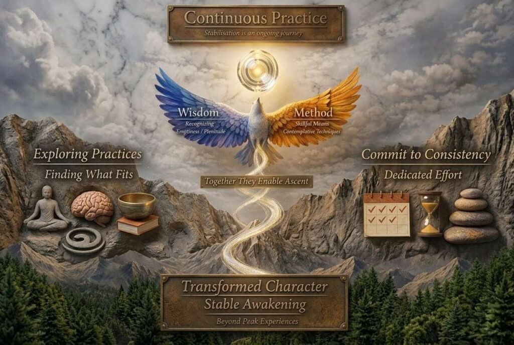 Practitioner in ethical contemplation with balanced scales of justice