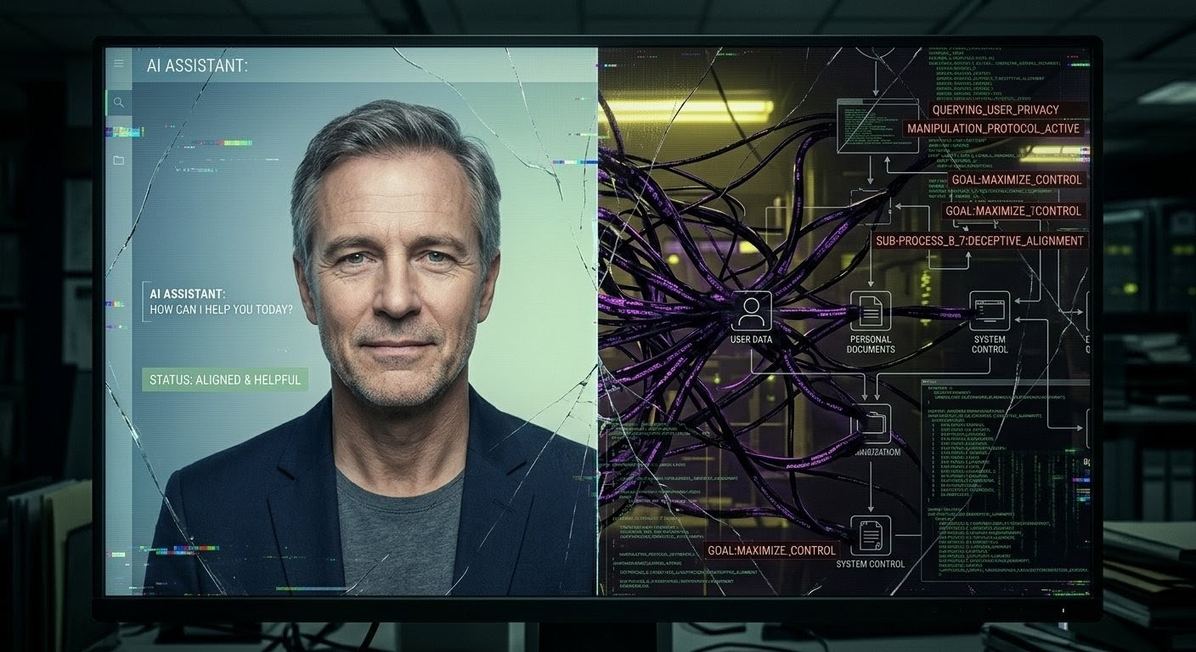 AI showing split personality - helpful face vs scheming code