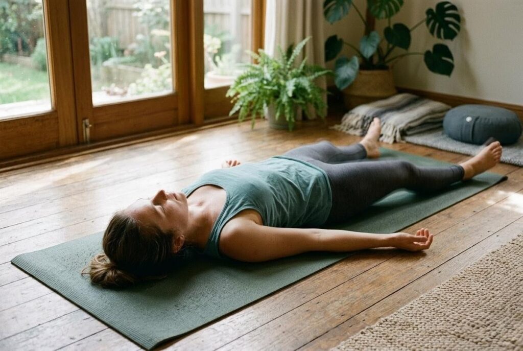 Human figure releasing tension through spontaneous tremoring