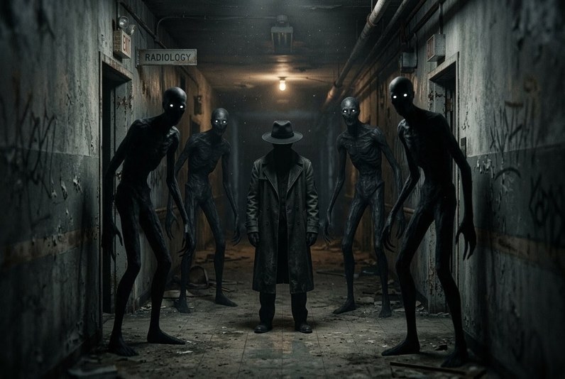 Tall shadow figures lurking at the edge of peripheral vision