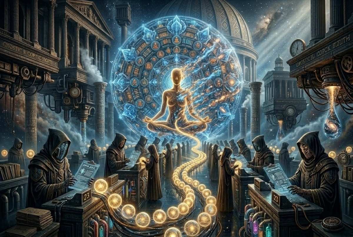 Soul breaking through cosmic egg or shell
