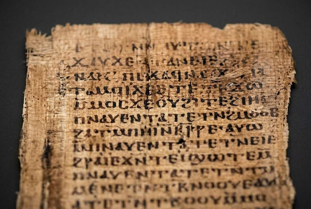 Ancient Coptic papyrus showing the opening of Apocalypse of Adam from Nag Hammadi Codex V