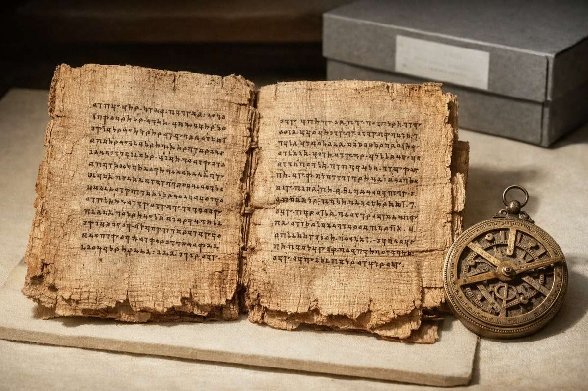 Ancient manuscript showing celestial sphere diagram with planetary ascent imagery