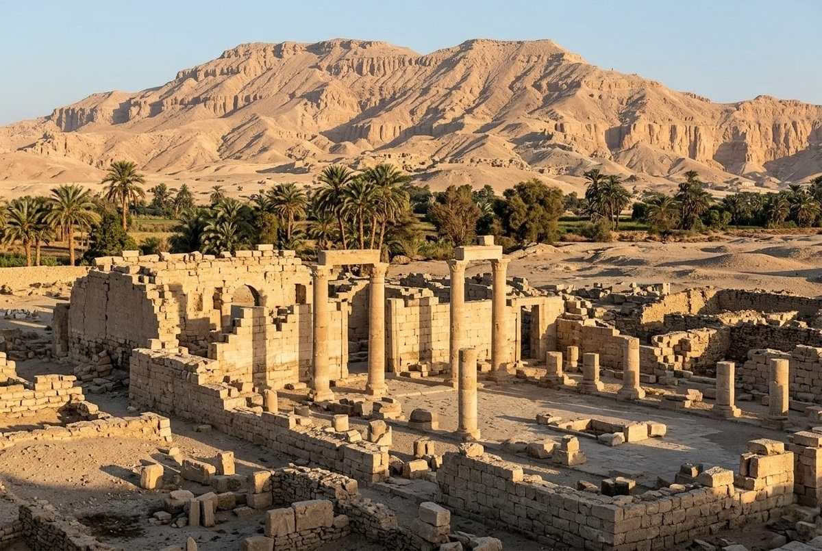 Ruins of ancient Chenoboskion monastery near Nag Hammadi