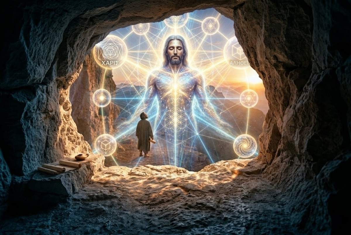 Contemplative scene with light representing divine wisdom and understanding in the Sophia of Jesus Christ