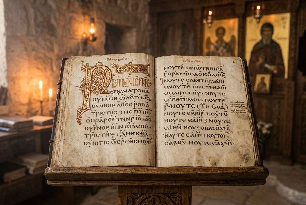 Coptic liturgical manuscript with musical notation