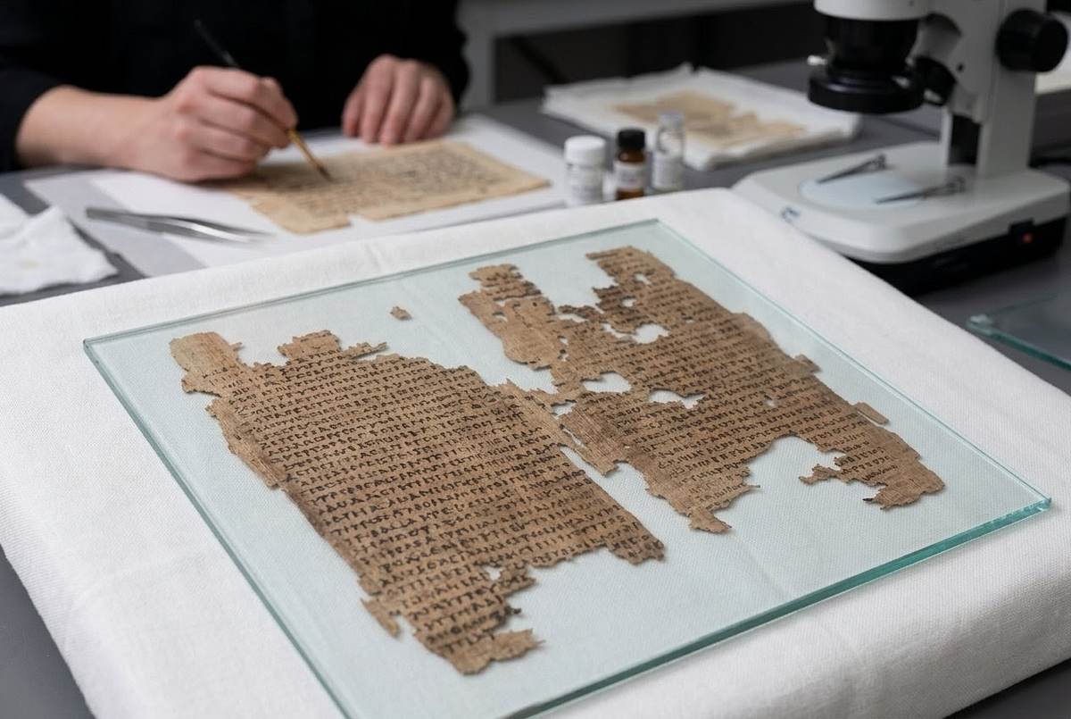 Ancient Coptic papyrus showing feminine divine imagery from Nag Hammadi library