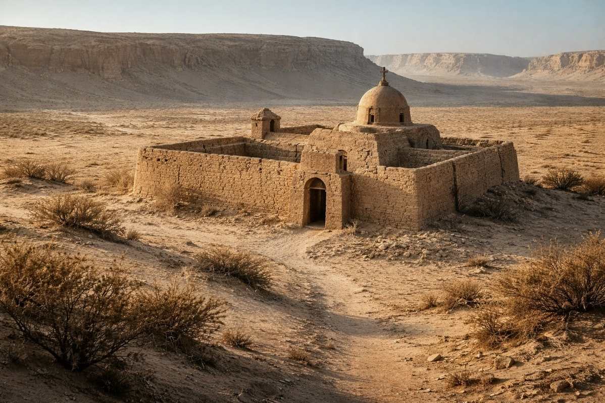Desert monastic landscape in Upper Egypt where Nag Hammadi texts were studied