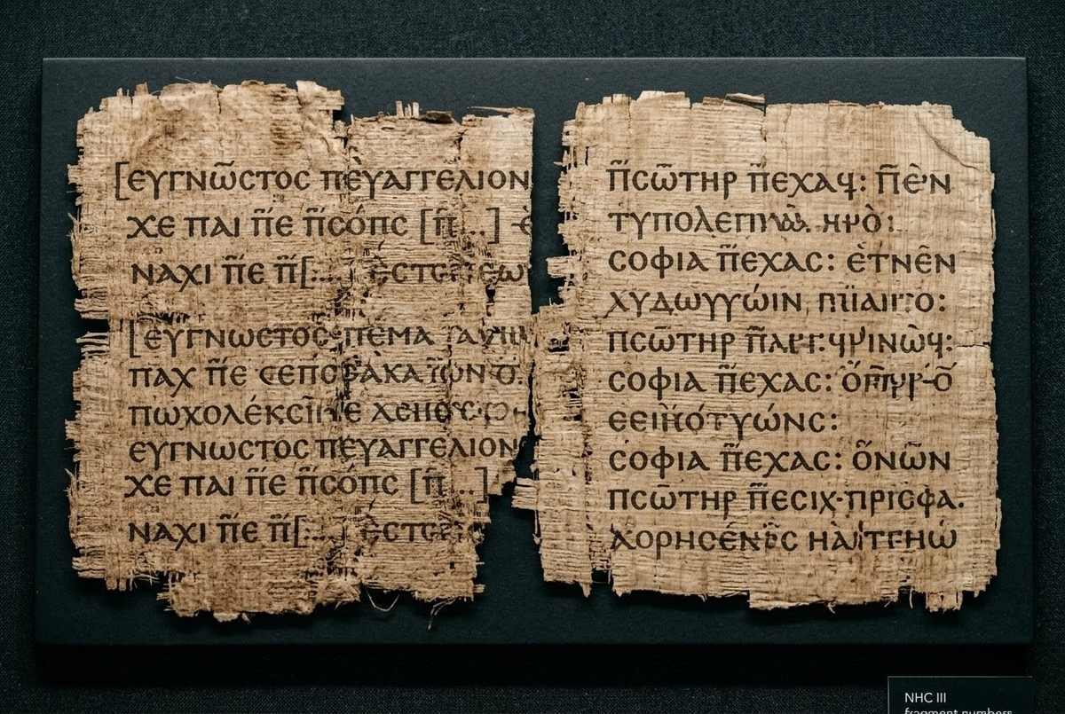 Side by side manuscript comparison showing parallel passages between Eugnostos and Sophia of Jesus Christ