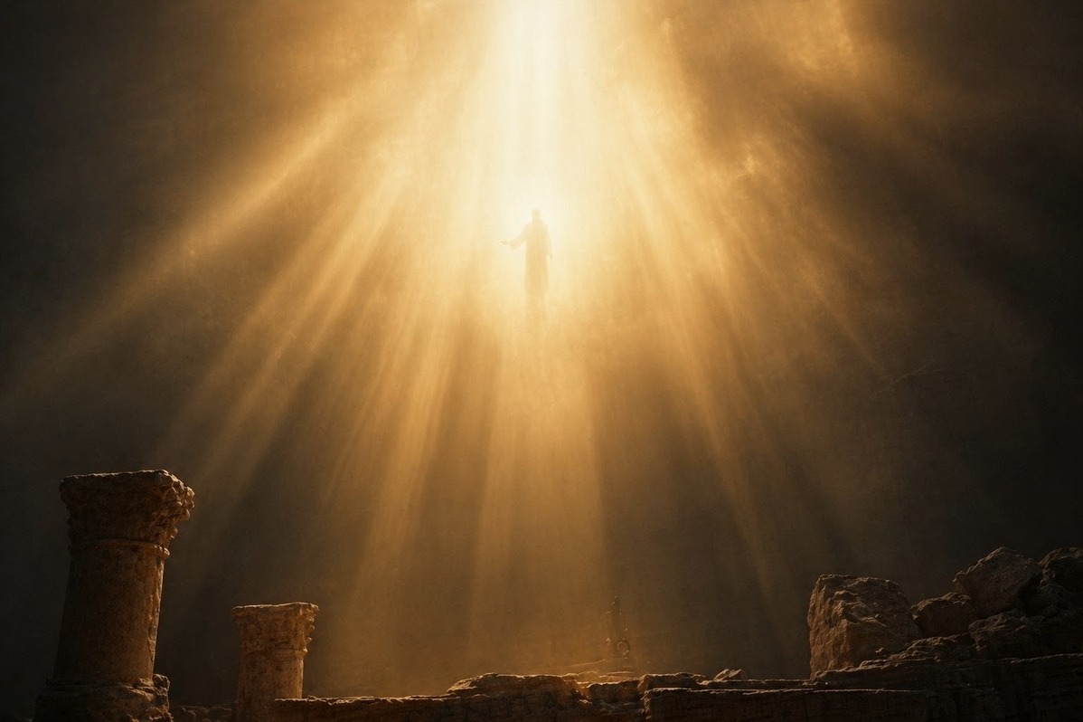 Abstract divine light emanation representing the saviour's revealing presence in Valentinian theology