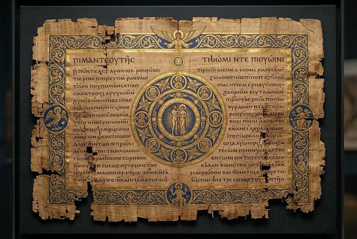 Ancient poetic manuscript showing flowing mystical text without narrative structure