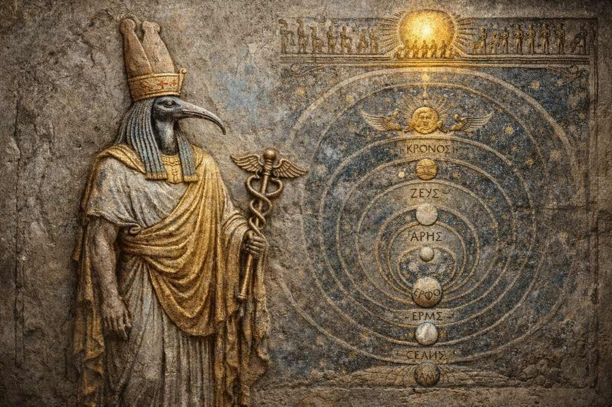 Ancient artistic depiction of Hermes Trismegistus as composite of Egyptian Thoth and Greek Hermes