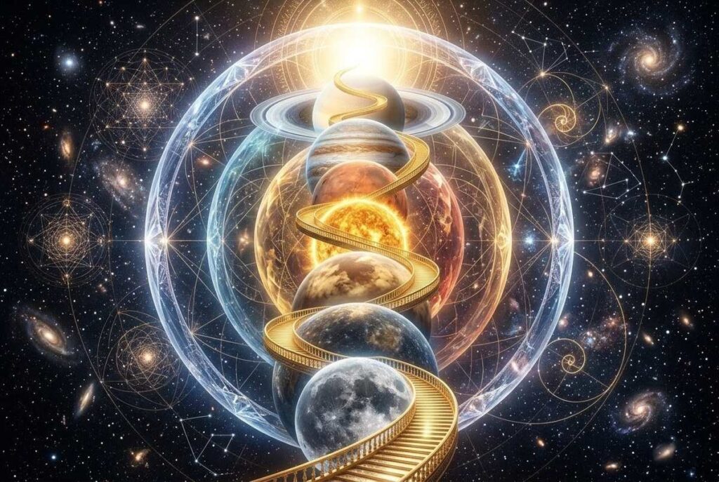 Soul ascending through planetary spheres toward the eighth heaven Ogdoad where the Great Power dwells