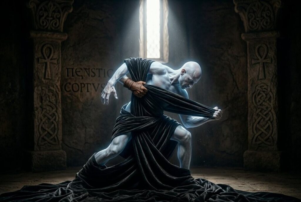 Symbolic representation of the soul wrestling against the flesh as described in the Book of Thomas the Contender athlete metaphor