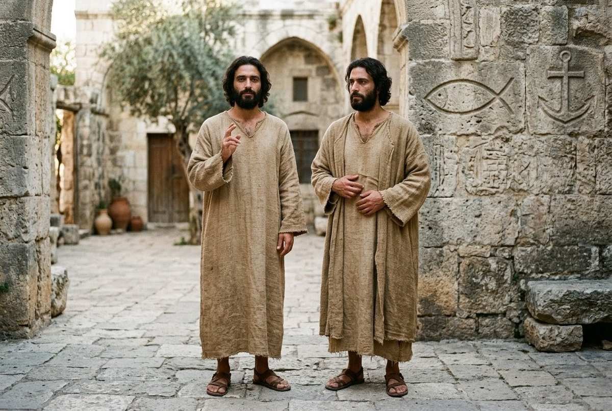 Ancient Syrian Christian iconography showing Thomas as the identical twin of Jesus Christ