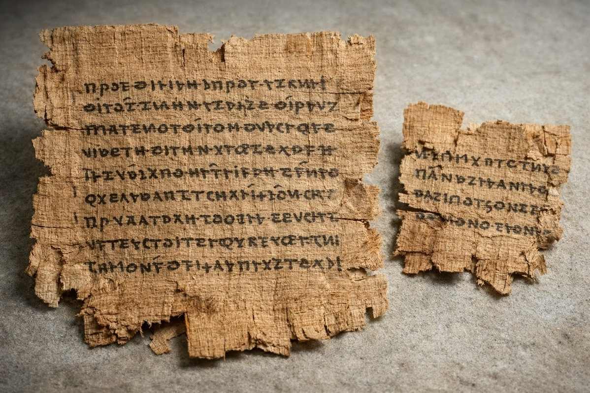 Ancient Coptic papyrus fragments from Nag Hammadi Codex VIII representing the Zostrianos text