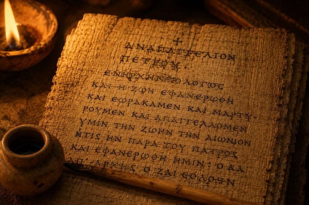 Ancient Coptic manuscript showing the opening words or incipit of a Nag Hammadi tractate