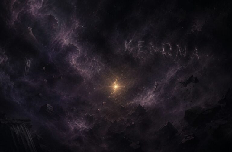 A vast dark cosmic void with a single golden spark at its centre, representing emptiness that remembers fullness